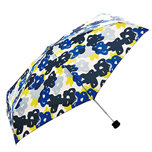 HUS. 晴雨兼用折りたたみ傘 スマートデュオ Paint Flower 花柄 ブルー 軽量 レディース 標準