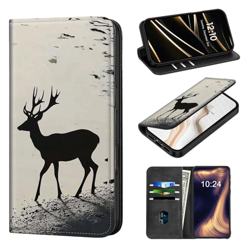 DSIVIKIZ Wallet Case for Samsung Galaxy Xcover Pro–Deer Shadow Beach, Flip PU Leather Cover with RFID Blocking Credit Card Holder, Magnetic Closure Phonecase for Galaxy Xcover Pro