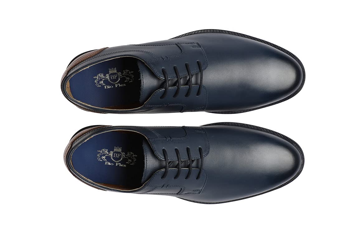 Bioflex Moderne Leder Herren Business-Sneaker schwarz/blau/Cognac | Männer Ledersneaker aus hochwertigem Echtleder im Running Shoe-Look | optimale Dämpfung, besonders leicht |Größen 40-46