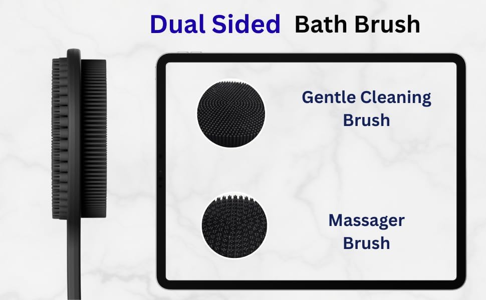 Silicone Scrubber for Shower, 17 in Lengthened Long Handle Body Brush, Double Sided deep Cleaning & Massaging Shower Scrubber, Rich Foam Producer for Men & Women by ARK. - Image 7