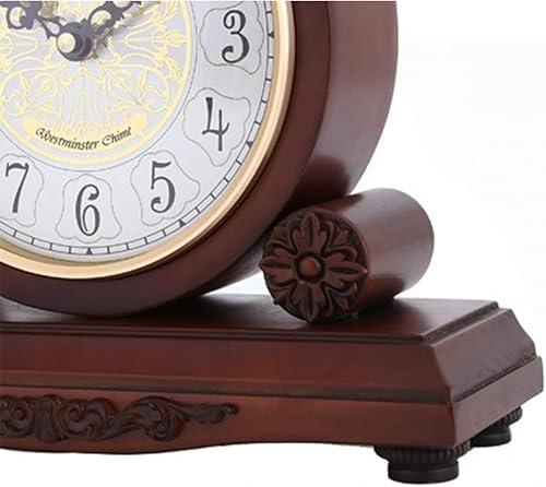 Miniatura 4 de Relojes de repisa, reloj clásico de metal antiguo, funciona con pilas, silencioso, de madera maciza, reloj de mesa europeo, reloj de chimenea,