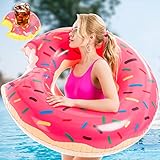 FORMIZON Schwimmring Erwachsene, Schwimmring 120 Großes mit Aufblasbare Getränkehalter, Aufblasbarer Donut Schwimmring, Schwimm Ring Sommer Wasserspielzeug für Kinder Erwachsene