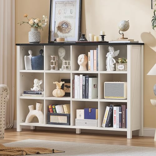 Joaxswe 12 Cube Storage Organizer, Farmhouse 62 Inch Warm White