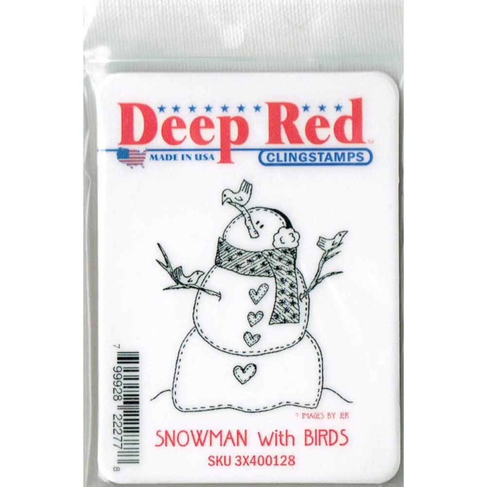 Tampon bonhomme de neige Rouge Profond pour décorer vos cartes de Noël