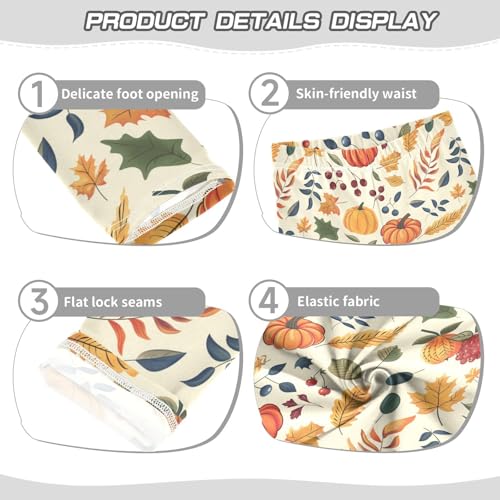 Girls Leggings Thanksgiving Fall Pumpkin Leaves Soft Toddler Leggings for Girls Kids Pants Size 4T-10T3