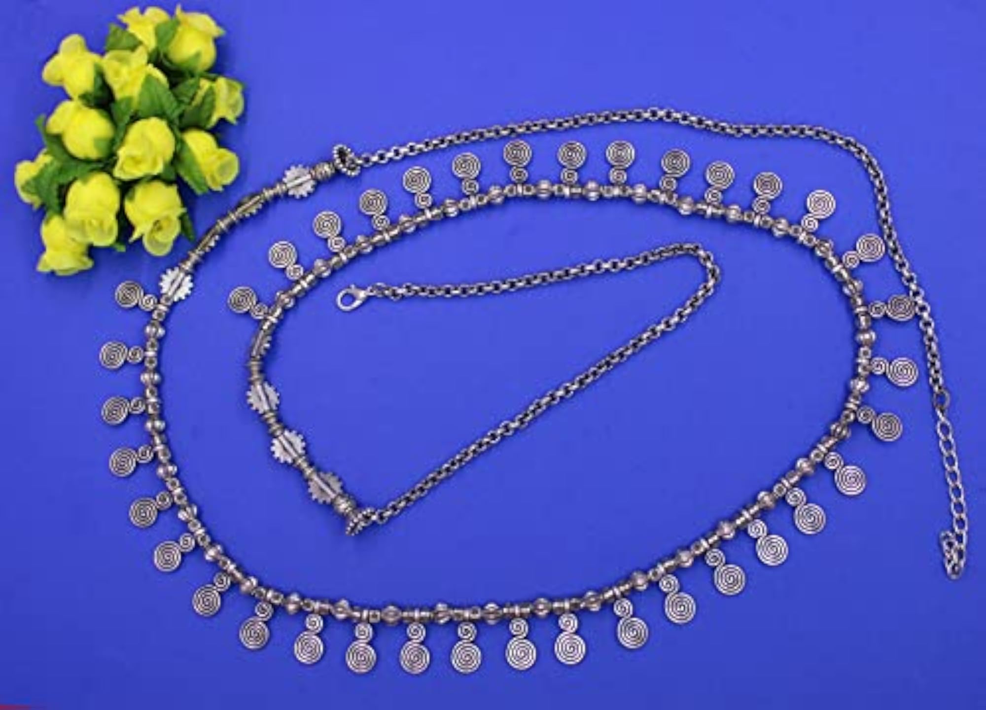 Oxidised Kamarband with Peacock Motif, Traditional