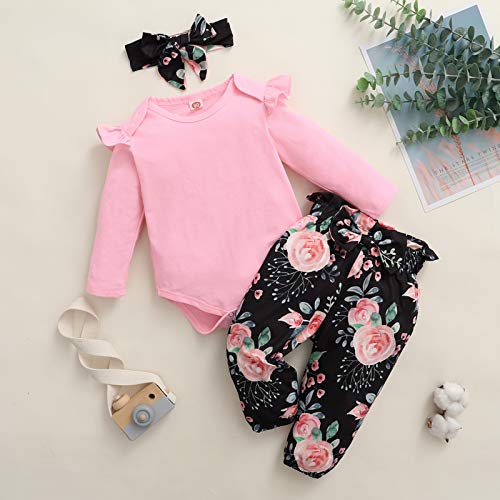 Baby Mädchen Body Strampler Strick Langarm Blumen Floral Hose Neugeborenen Stirnband Outfit Babykleidung Set 3 Stück Kleidung - Image 6