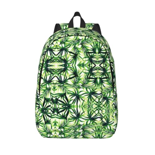 Mochila de lona de gran capacidad CHAbu con estampado de hojas