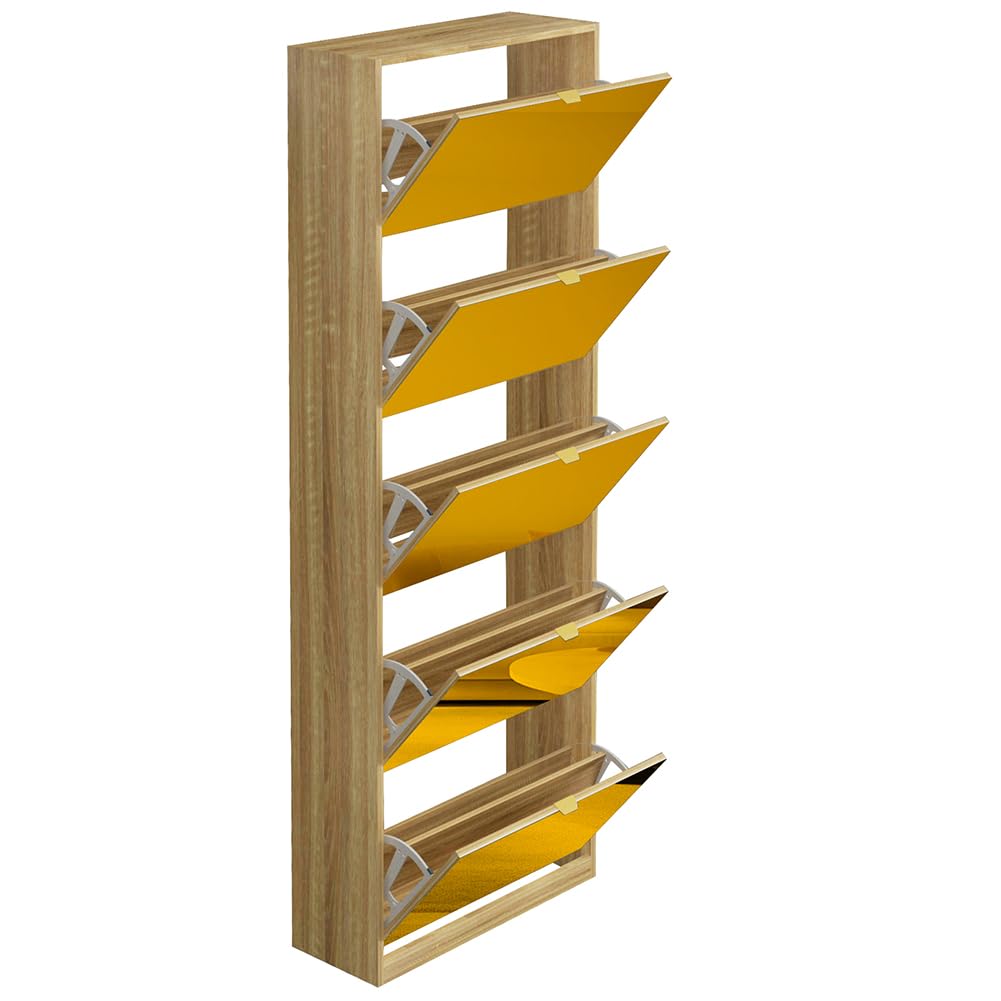 BAKAJI Scarpiera con Ante a Specchio Ribaltabili, Porta Scarpe con Ripiani a Ribalta e Maniglie, Struttura Salvaspazio Design Moderno, Ideale per Soggiorno, Ingresso, Salotto, Ufficio