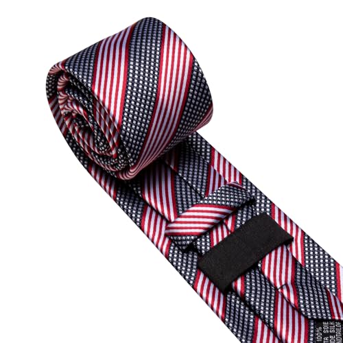Image of Barry.Wang Silk Men Ties Formal Stripes Necktie and Tie Clip for Wedding Party Business Fashion Classic