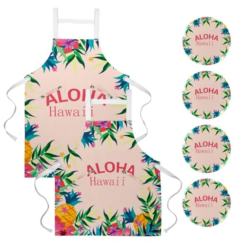 Tablier de cuisine pour pâtisserie et restaurant au motif fleuri Aloha
