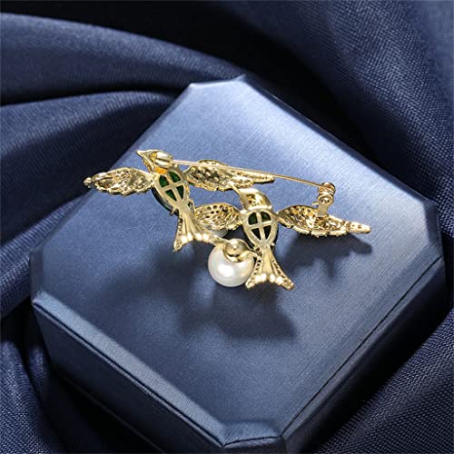 Broche oiseau ailé épais micro-sets de zircone et épingle corsage perlé - 3