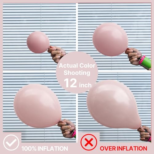 Image of PartyWoo Dusty Pink Balloons 101pcs 12 Inch Boho Blush Lilac Pink Latex Helium Balloons for Princess Birthday Baby Shower Graduation Gender Reveal Anniversary Bachelorette Party Decorations Pink-F54