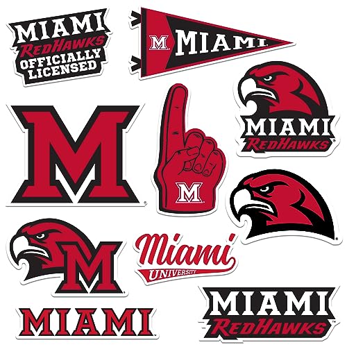 Image of Miami University (OH) 9ct Vinyl Large Deluxe Stickers Variety Pack - Laptop, Water Bottle, Scrapbooking, Tablet, Skateboard, Indoor /Outdoor - Set of 9