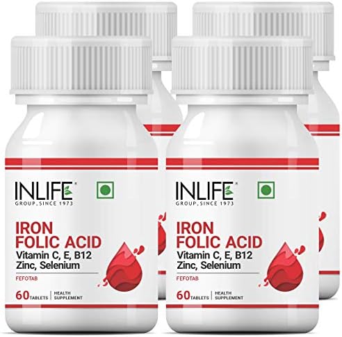 Inlife Iron Folic Acid Supplement - 60 Tablets (4 Pack)