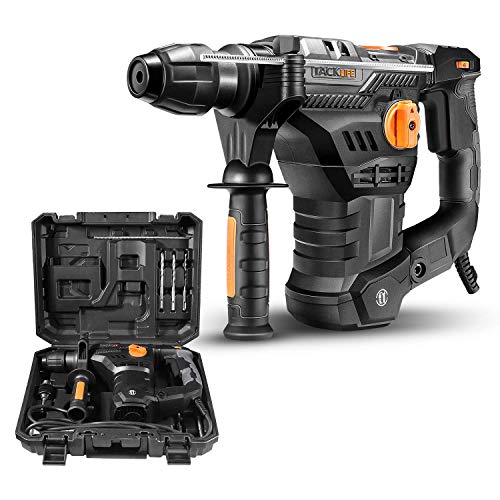 TACKLIFE 1-1/4 Inch SDS-Plus 12.3 Amp Rotary Hammer Drill, 7Joules Impact Energy, 4350BPM, 900RPM, 4 Functions, Vibration Damping Technology, Safety Clutch, Ideal for Concrete and Stones -TRH01A