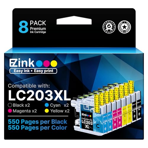 Image of E-Z Ink LC203XL Compatible for Brother LC203 LC201 Ink Cartridges 8 Pack | LC203XL LC201 use with MFC-J480DW MFC-J880DW MFC-J4420DW MFC-J680DW MFC-J885DW (Black, Cyan, Magenta, Yellow)
