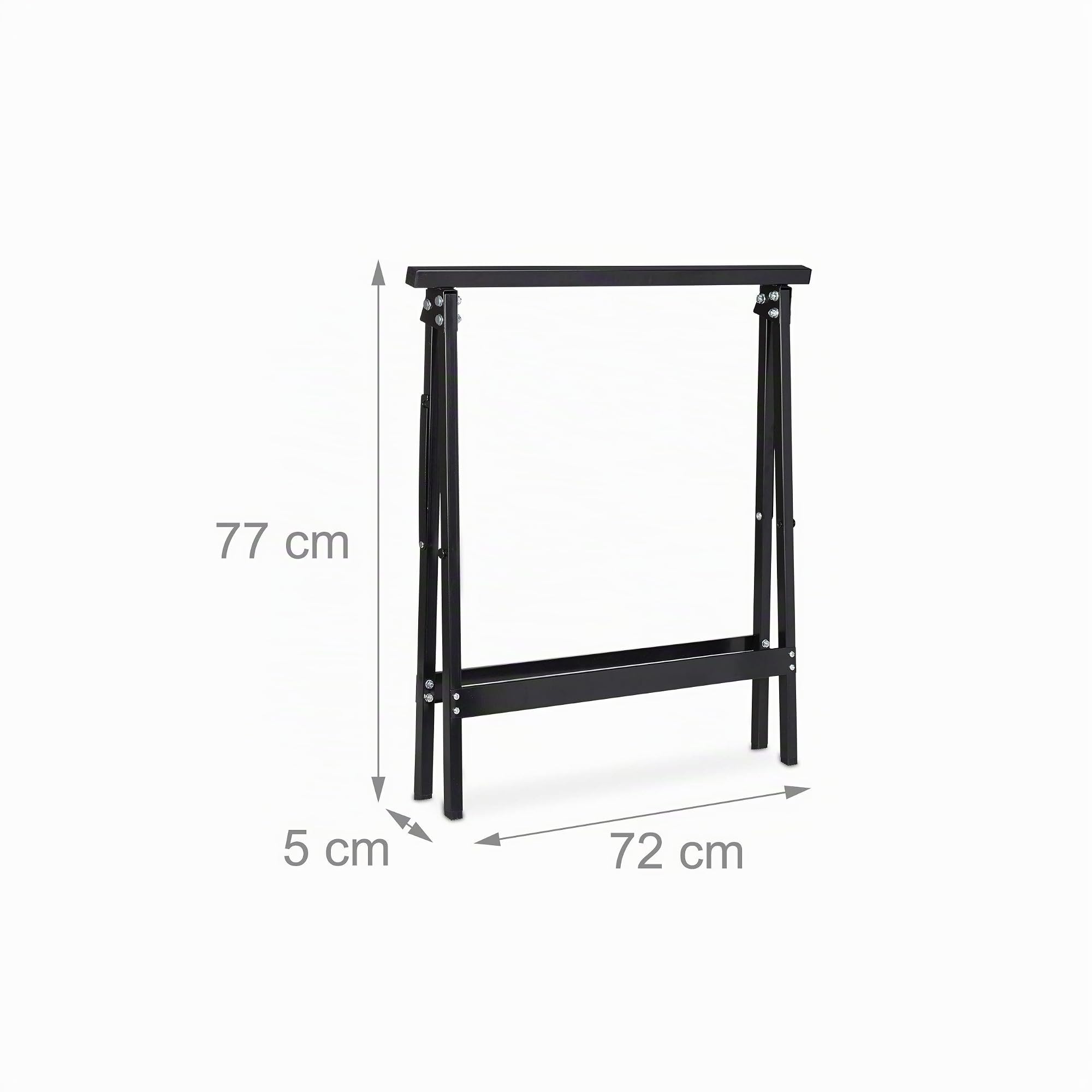 Relaxdays Cavalletto da Lavoro, Set da 2, Stabile, max.100kg, Altezza 75 cm, Salvaspazio, Acciaio, Nero