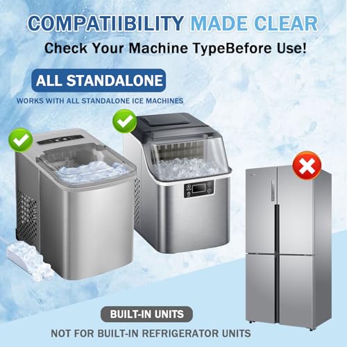 Image of Ice Machine Cleaner Maker Descaler - 48 clean Tablets Compatible with Frigidaire, Opal, GE Profile, Kitchenaid, Nickel Safe Scale Remover for Countertop, Nugget Ice Makers-Odor-Free, Crystal Clear Ice