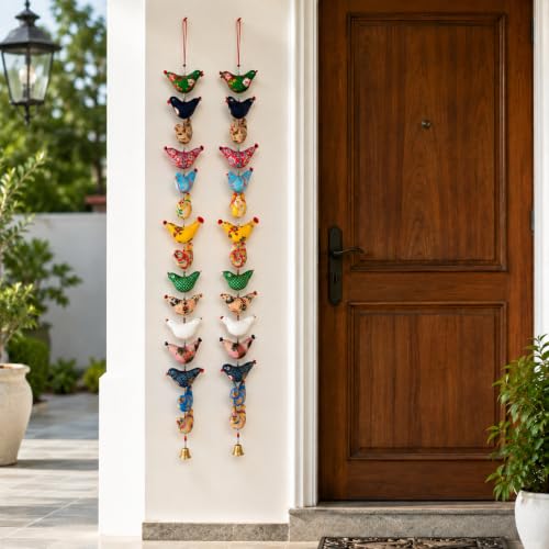 Image of Bindian Toran for Main Door, Decorative Door Thoranam Hanging, Diwali Decoration for Home Entrance, Wall Decor Hanging Ornament, Traditional Festive Welcome Decor for House, Pooja (Bird Pack of 2)
