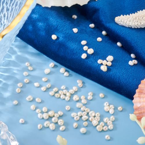 Image of Beadthoven 100 Natural Freshwater Cultured Pearls 3.5-5.5mm Irregular Potato Beads Boho Beads Oval Rice Loose Beads for Jewelry Making Bracelet Necklace Earrings Hole:0.5mm