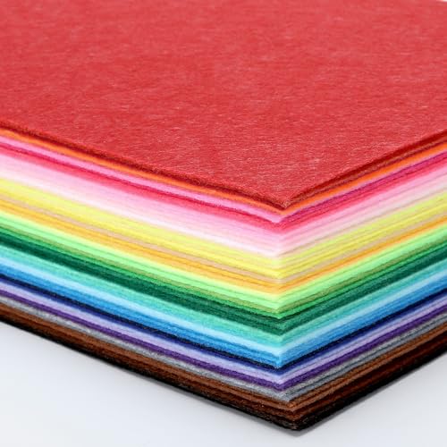 thin felt fabric sheets assorted colors stiff felt sheets for crafts diy patchwork sewing projects decoration stiff 50 colors 812 inches