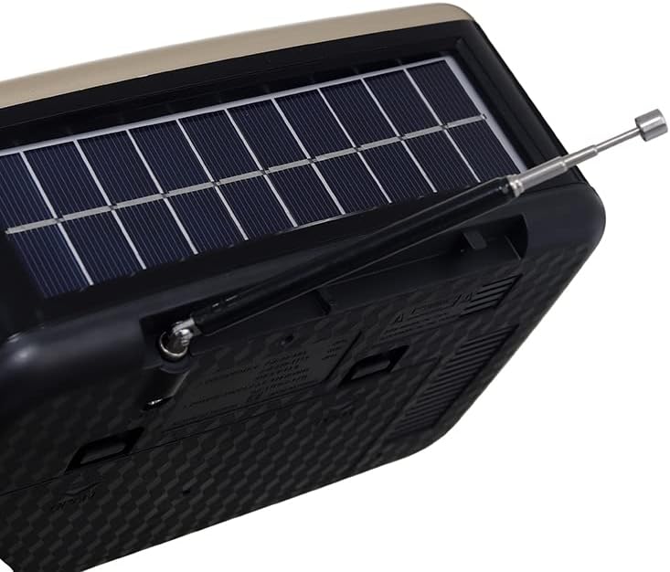 Top view of the Golon 978S-BT radio, showing the integrated solar panel.