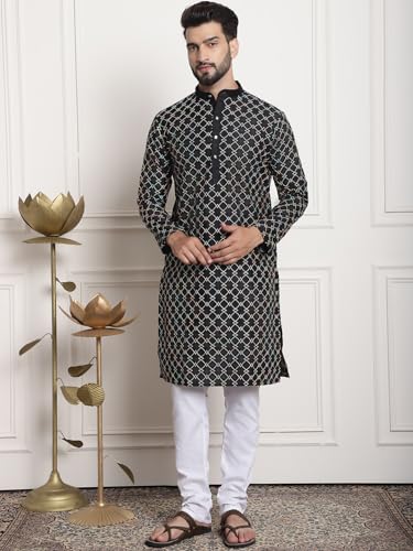 Image of SOJANYA (Since 1958 Men's Silk Blend Kurta and Pyjama with Nehru Jacket