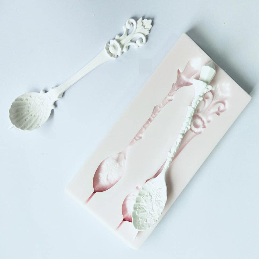 Bontannd Cream Spoon Shape Fondant Cake Silicone Mold Ice Molds Biscuits Candy Chocolate Mould Baking Cake Decoration Tools