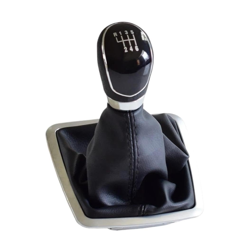 YDXHERTA 5/6 Speed Gear Shift Stick Lever Knob with Gaitor Boot Cover for Focus 2 MK2 FL MK3 MK4 MK7 for Mondeo Fiesta for Galaxy Auto Parts(Black-6 Speed)