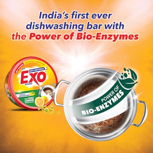 Image of Exo Anti-Bacterial Dishwash Bar 500gm | Power of Bio-Enzymes Removes Tough Grease | Complete Dishwashing Solution With Yuzu Lemon for Malodor Buster | Experience Hygienic & Superior Cleaning