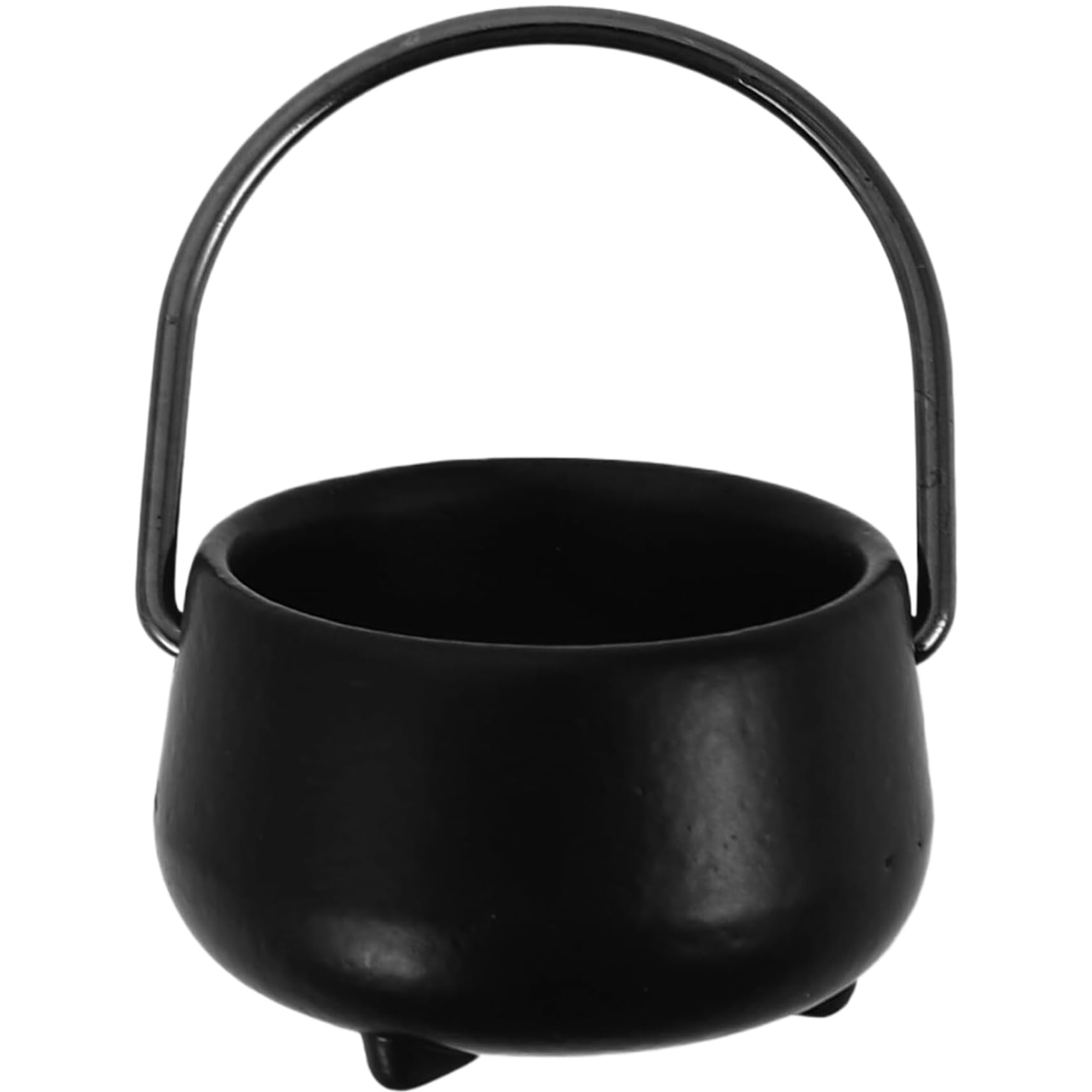 Yeaxxsqy 1:12 Scale Mini Alloy Witch Cauldron with Handle, Black Cauldron Pot for Dollhouse Decor Halloween Party Favor