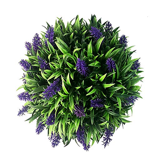 Weilifang Artificial Lavender Plant Green Simulation Plastic Straw Ball Topiary Lifelike Door Garden Decor 20cm