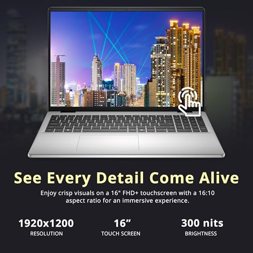 Image of Dell 16″ FHD+ Touchscreen Laptop, Intel Core 7 150U, 32GB DDR5 RAM, 2.28TB Storage (2TB SSD + 288GB Docking Station Set), Wi-Fi 6E, Backlit Keyboard, Fingerprint Reader, Windows 11, Platinum Silver
