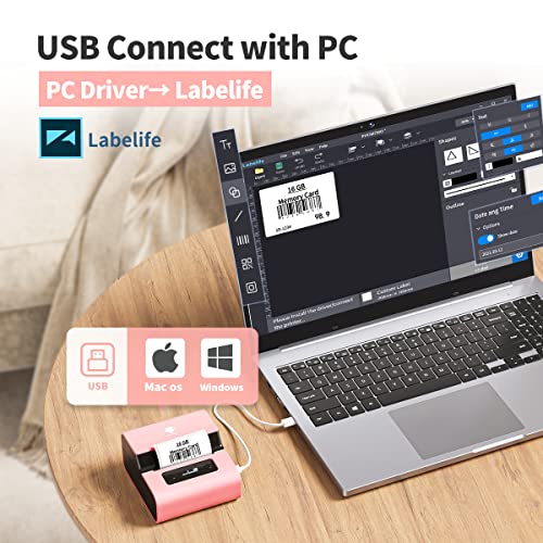 Image of Phomemo Label Maker- M221 Label Maker Machine 3 Inch Bluetooth Thermal Barcode Printer for Small Business /Home Use, for Barcode, Address, Logo, Mailing, Stickers, Compatible with Phone & PC, Pink