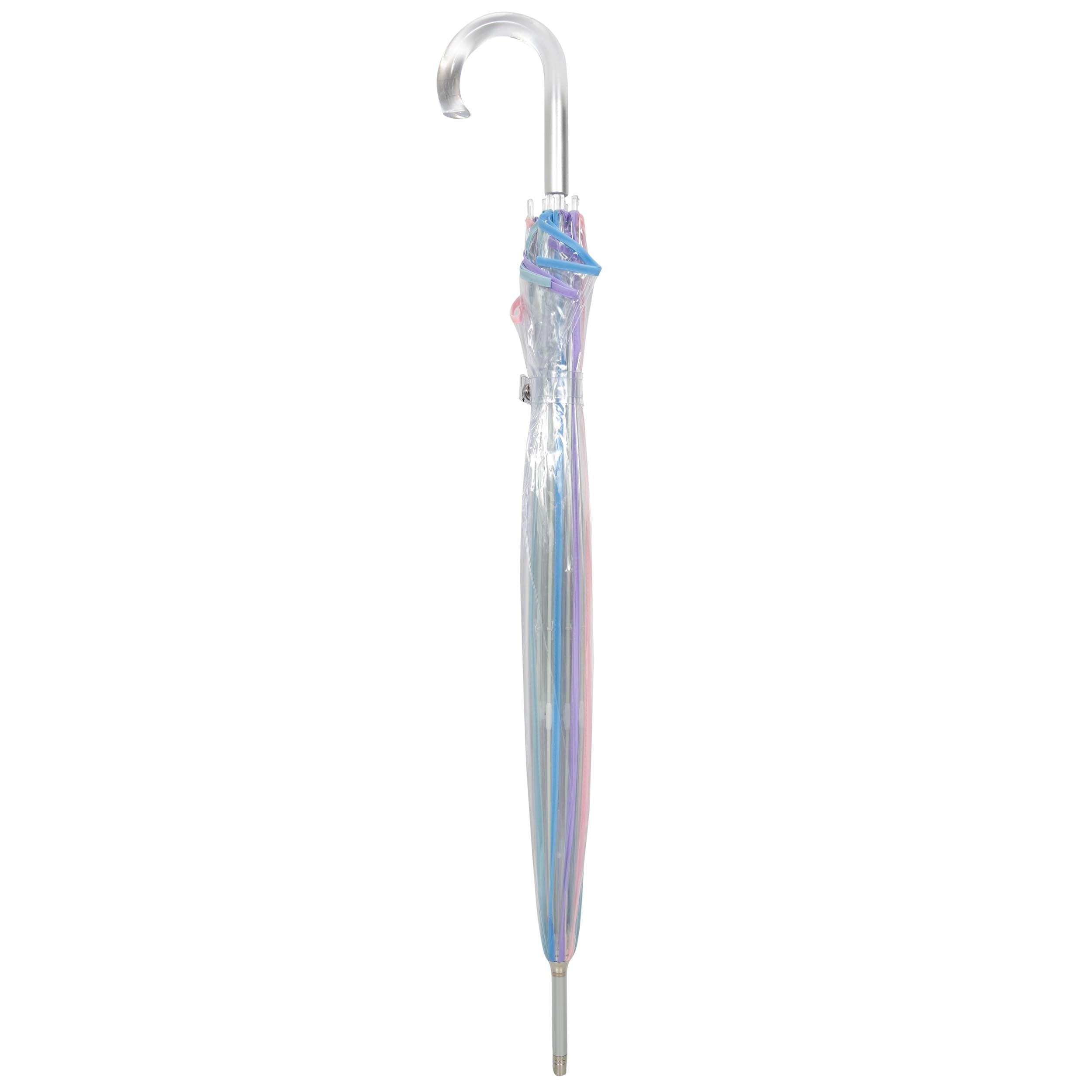 Isotoner Regenschirm Spazierstock, transparente Glocke, Windwiderstand, Pvc/graureiher