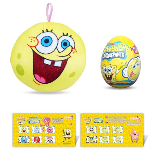 MiraBall Bibi Spongebob - Surprise Egg Capsule with Memory Foam Expandable Plush Toy – 3.7" (9.5cm) Soft Collectible with Hidden Surprises – Fun Gift for Kids, Parties, Holidays, Stocking Stuffers