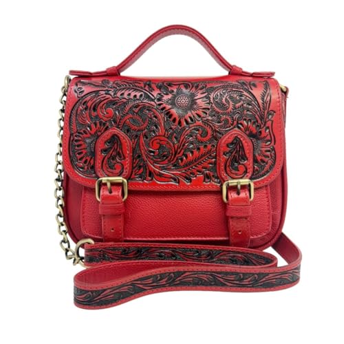Myra Bag Leather Western Floral Embossed Boho Shoulder Bag for Women