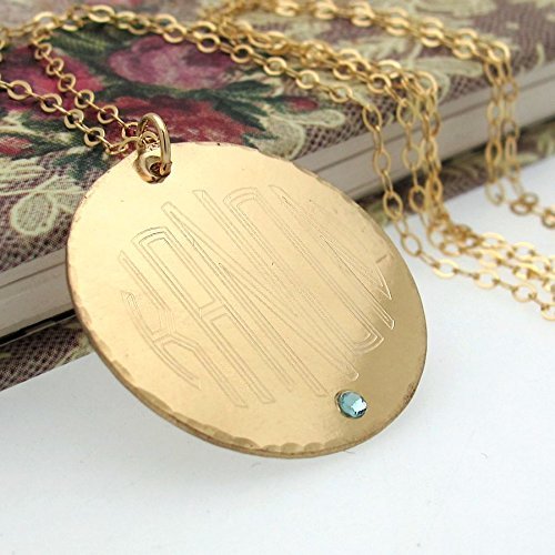 Nadinartdesign 5 Letter Monogram Pendant, Large Disc Monogram Initials Necklace thumb #5