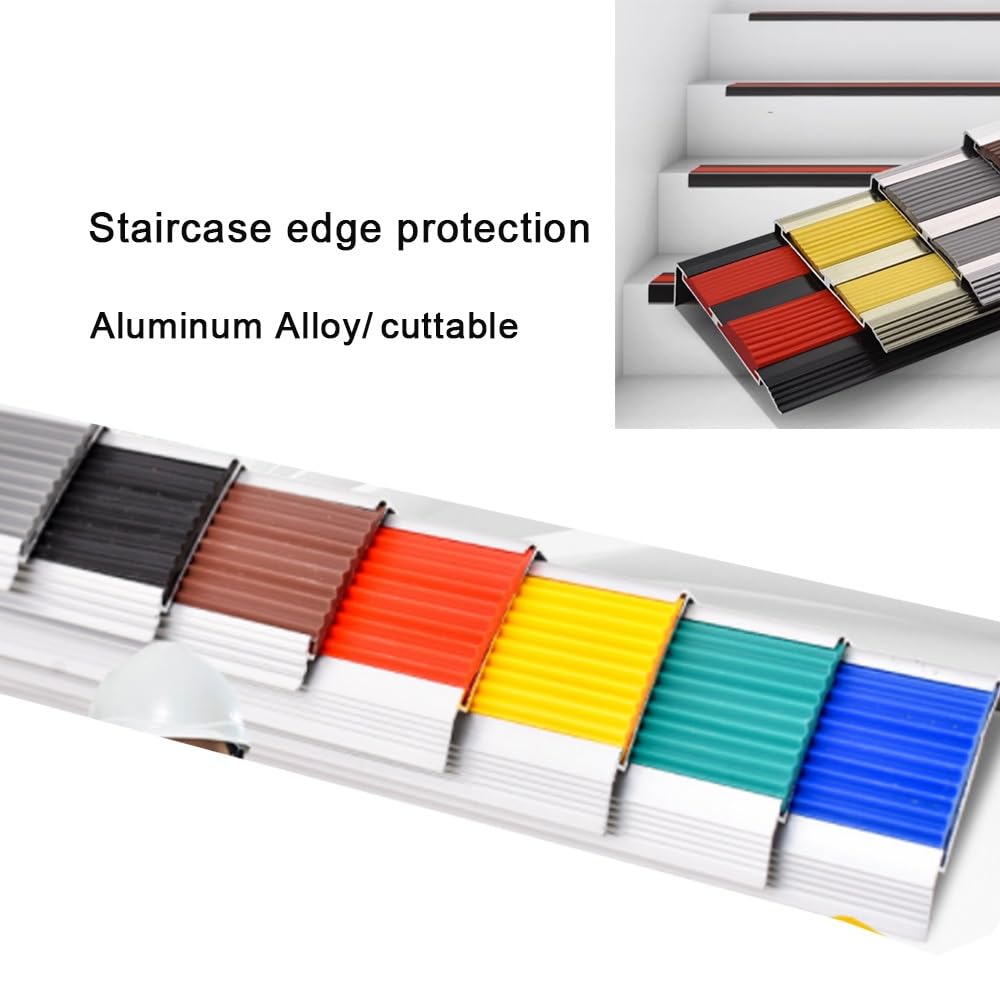 Striscia antiscivolo in vinile per scale, 101,6 cm, in gomma e alluminio, per la sicurezza, ideale per anziani e bambini (rosso, 4,6 cm di larghezza)