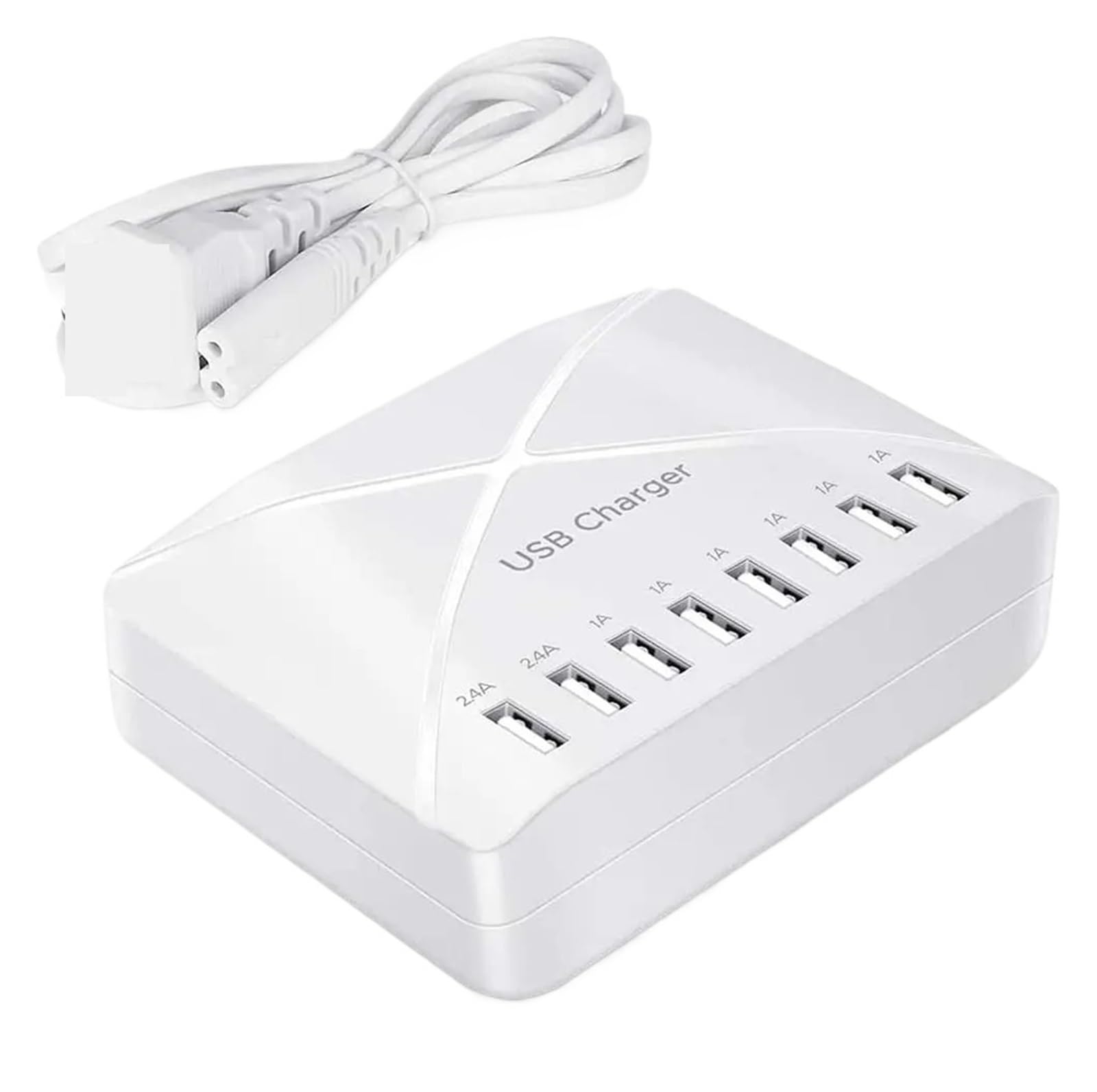 Caricatore USB Da 40 W A 8 Porte Viaggio Con Stazione Di Ricarica Multi 5 V/2,4 A Capacità Di Ricarica Rapida(WHITE)