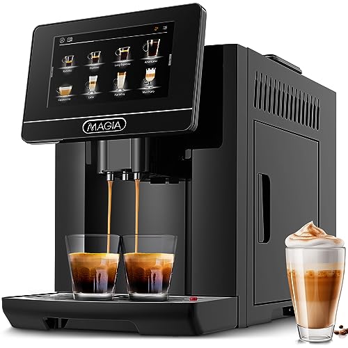 Zulay Magia Super Automatic Coffee Espresso Machine - Durable With Grinder Maker Easy To Use 7” Touch Screen, 19 Recipes, 10 User Profiles