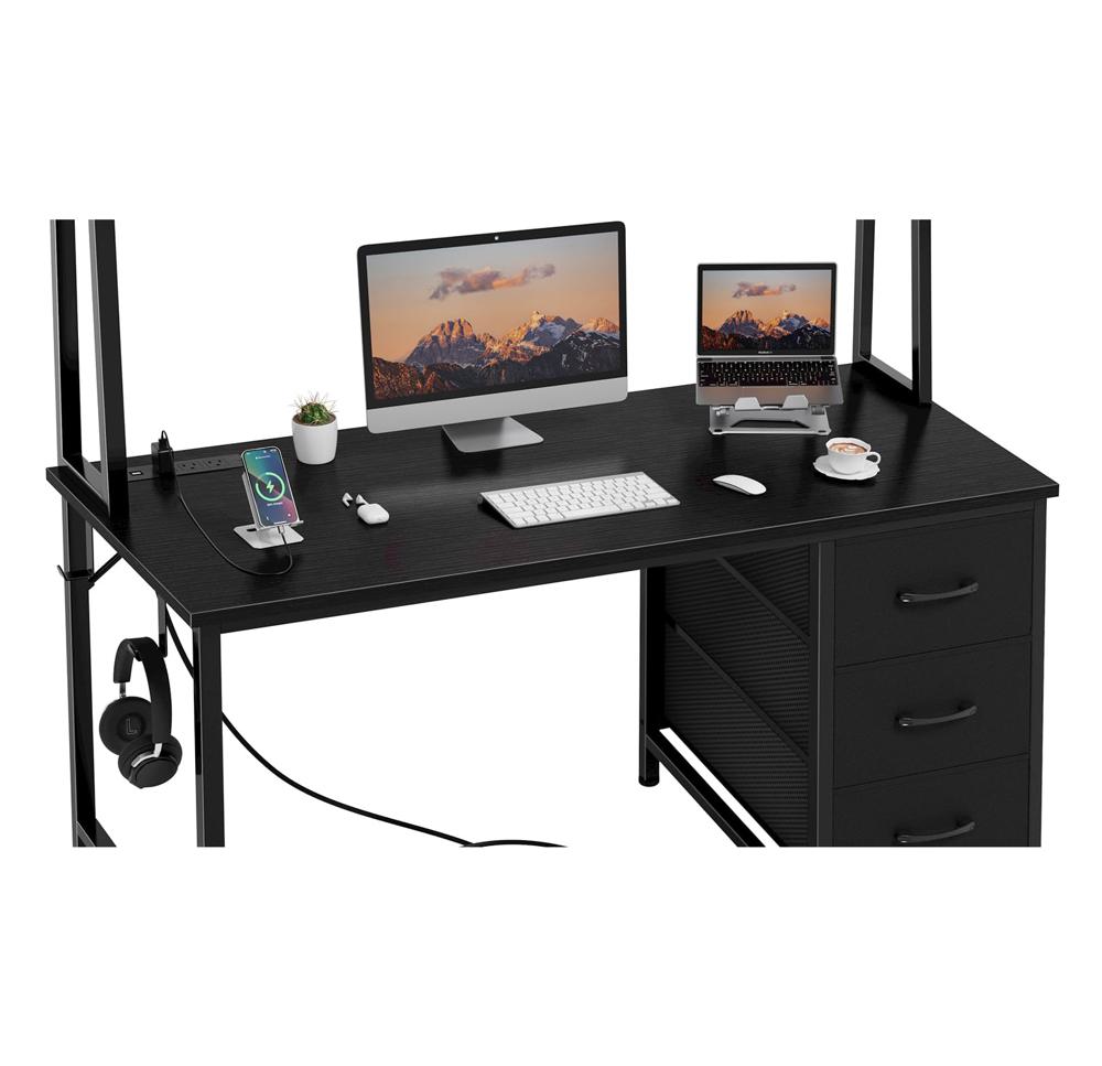 Amazon.com: DLisiting Black Computer Desk with Hutch & Drawers