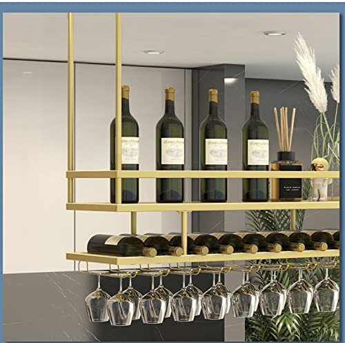 Support à vin suspendu réglable de 30 à 55 cm avec double étagère - 6