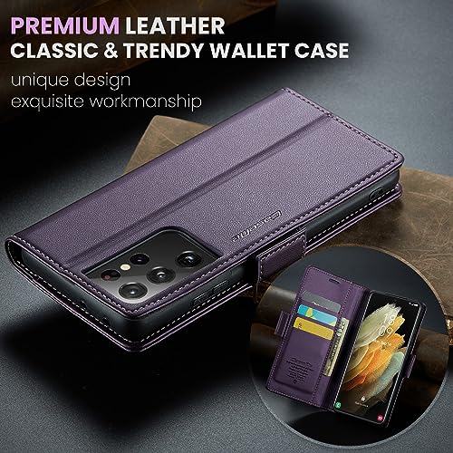 Rerzoiro Case for Samsung Galaxy S21 Ultra Wallet Case, RFID Blocking PU Leather Flip Folio Cover Card Holder Kickstand Shockproof Phone Case Compatible with Samsung Galaxy S21 Ultra, Purple by Rerzoiro - Used condition - Image 7