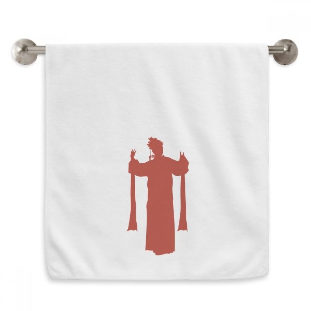 Serviette visage blanche douce motif Opéra Pékin Chine