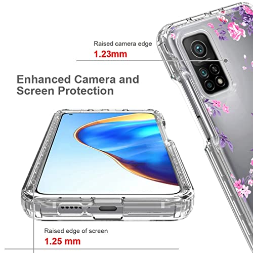 Sidande Case For Mi 10T 5G/Mi 10T Pro 5G/ Redmi K30S M2007J3Sy Case With Tempered Glass Screen Protector, Full Body Clear Floral Tpu Slim Phone Protective Armor Cover For Xiaomi Mi 10T (Rose Flower) #TOP1