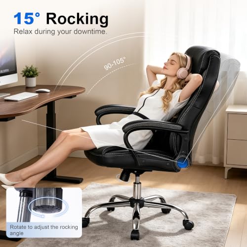 Image of Gaming Office Chair, PU & Mesh Design Computer Desk Chair, Wide Seat Big and Tall Swivel Office Chair, 400 LBS Weight Capacity Metal Base for Home Office Gaming