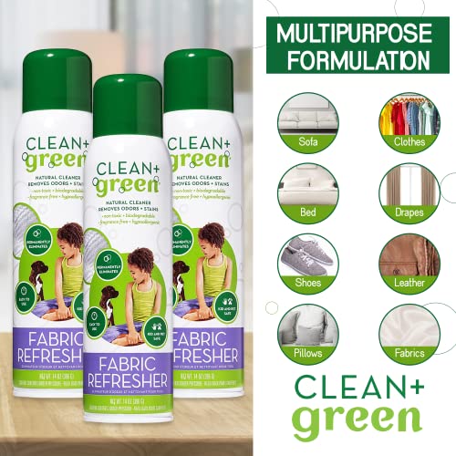 Clean + Green Fabric Refresher Remover and Odor Eliminator Spray, 14 Oz. - Powerful, Eco-Friendly Upholstery Cleaner for Fabric, Leather, Vinyl- Premium Cleaning Supplies for Home - 2 Pack - Thumbnail 6