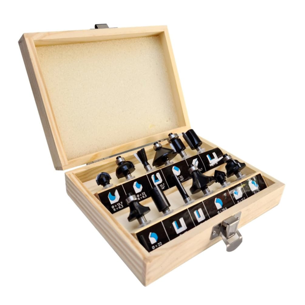 Coffret 12 Fraises Défonceuse Carbure Queue 6 mm - Assortiment Mèches Défonceuse Bois et Panneaux - OMNIVOR